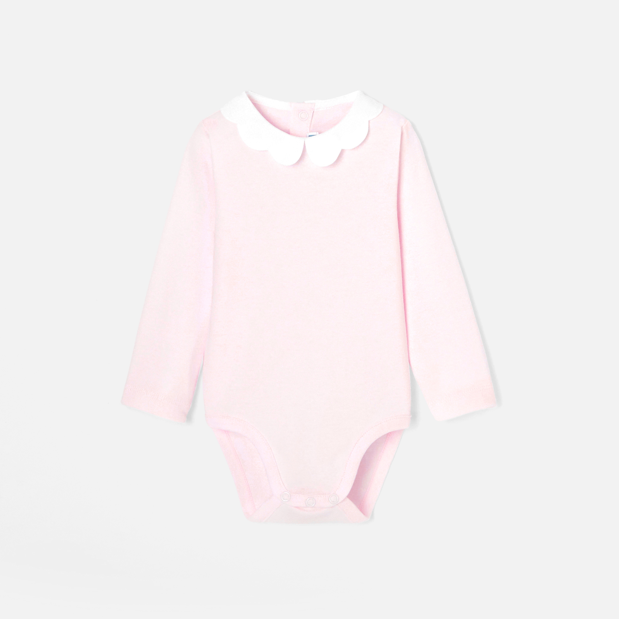 Baby girl bodysuit with scalloped collar