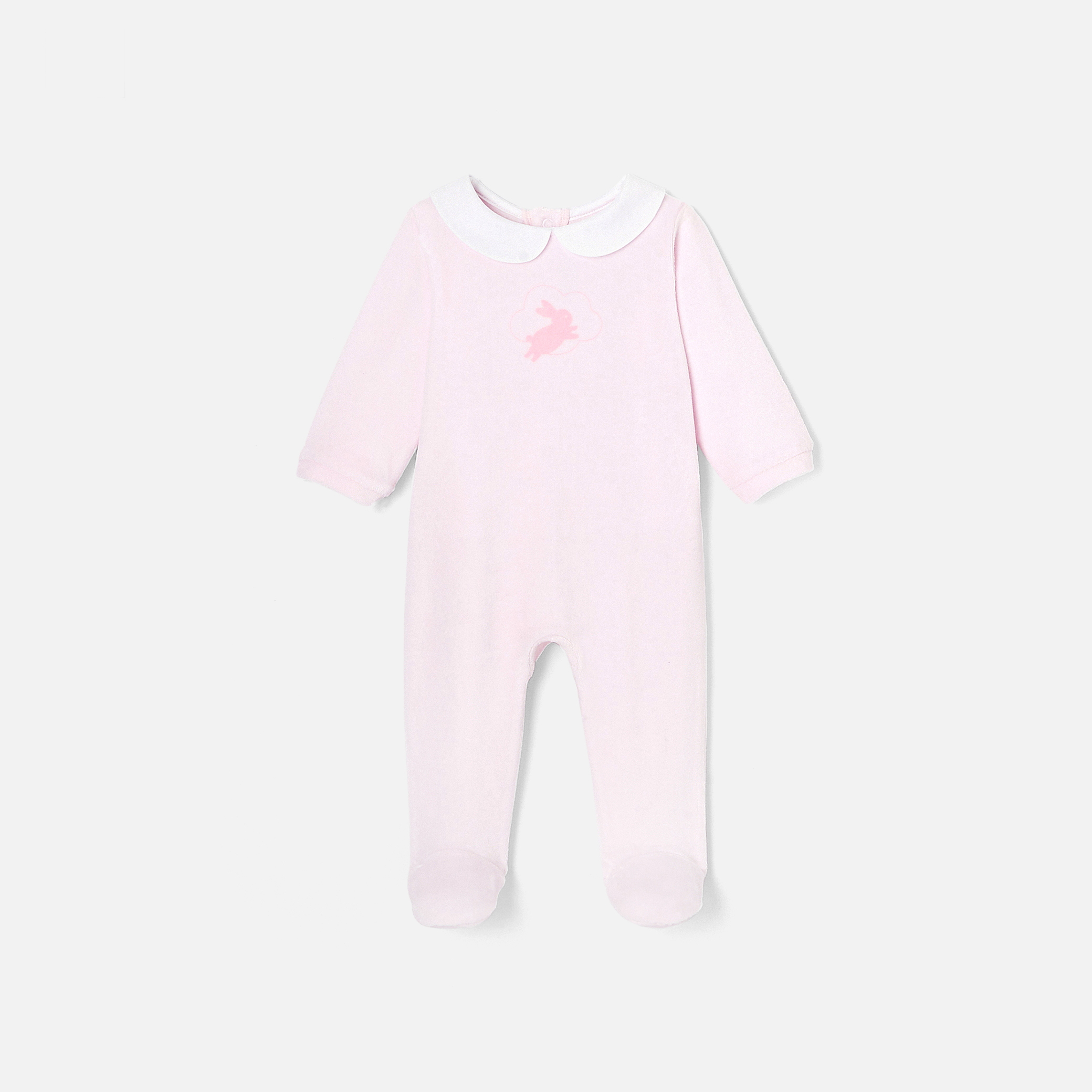 Baby girl velvet footed pajamas