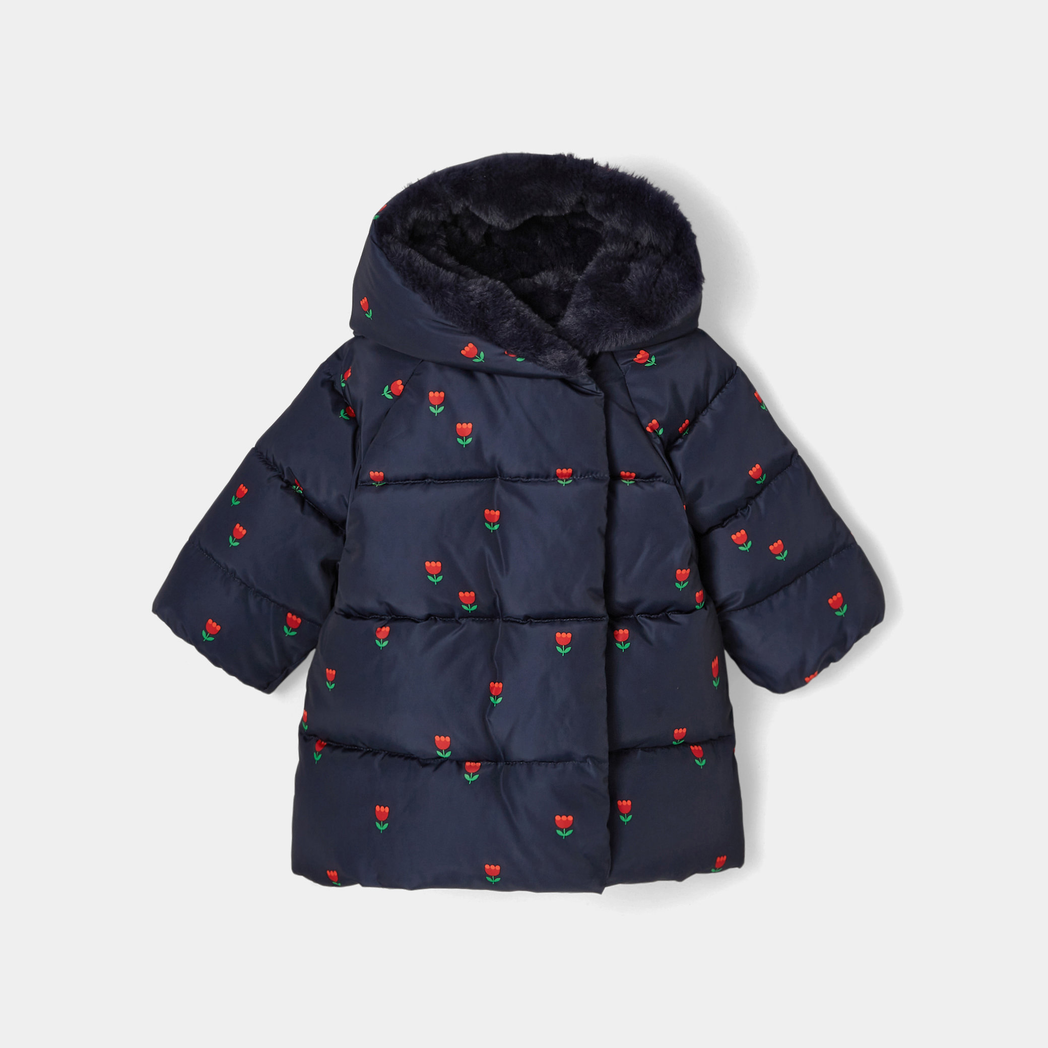 Baby girl tulip pattern down jacket