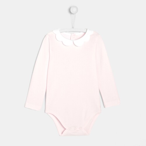 Baby girl bodysuit with scalloped collar