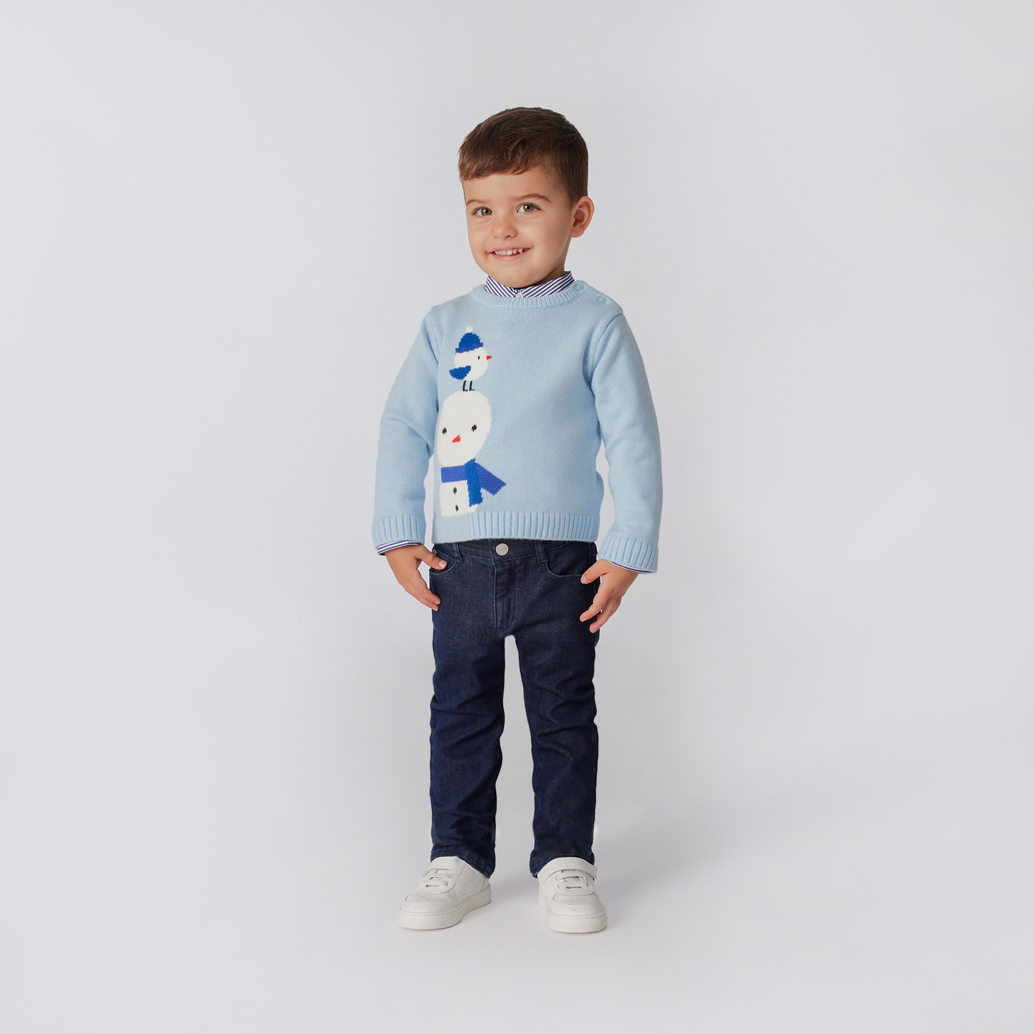 Baby boy playful intarsia sweater