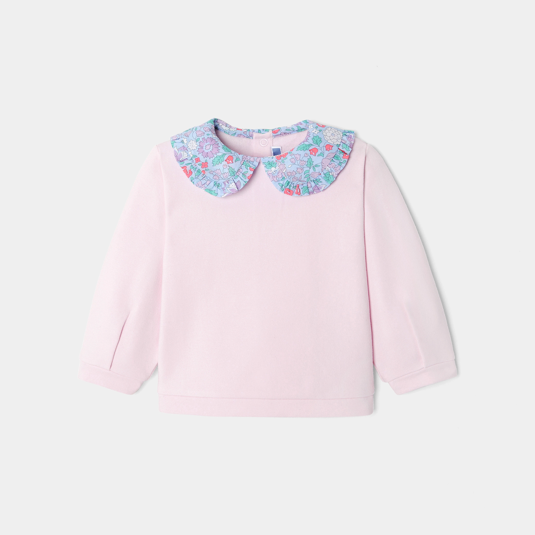 Baby girl sweater with Liberty fabric collar