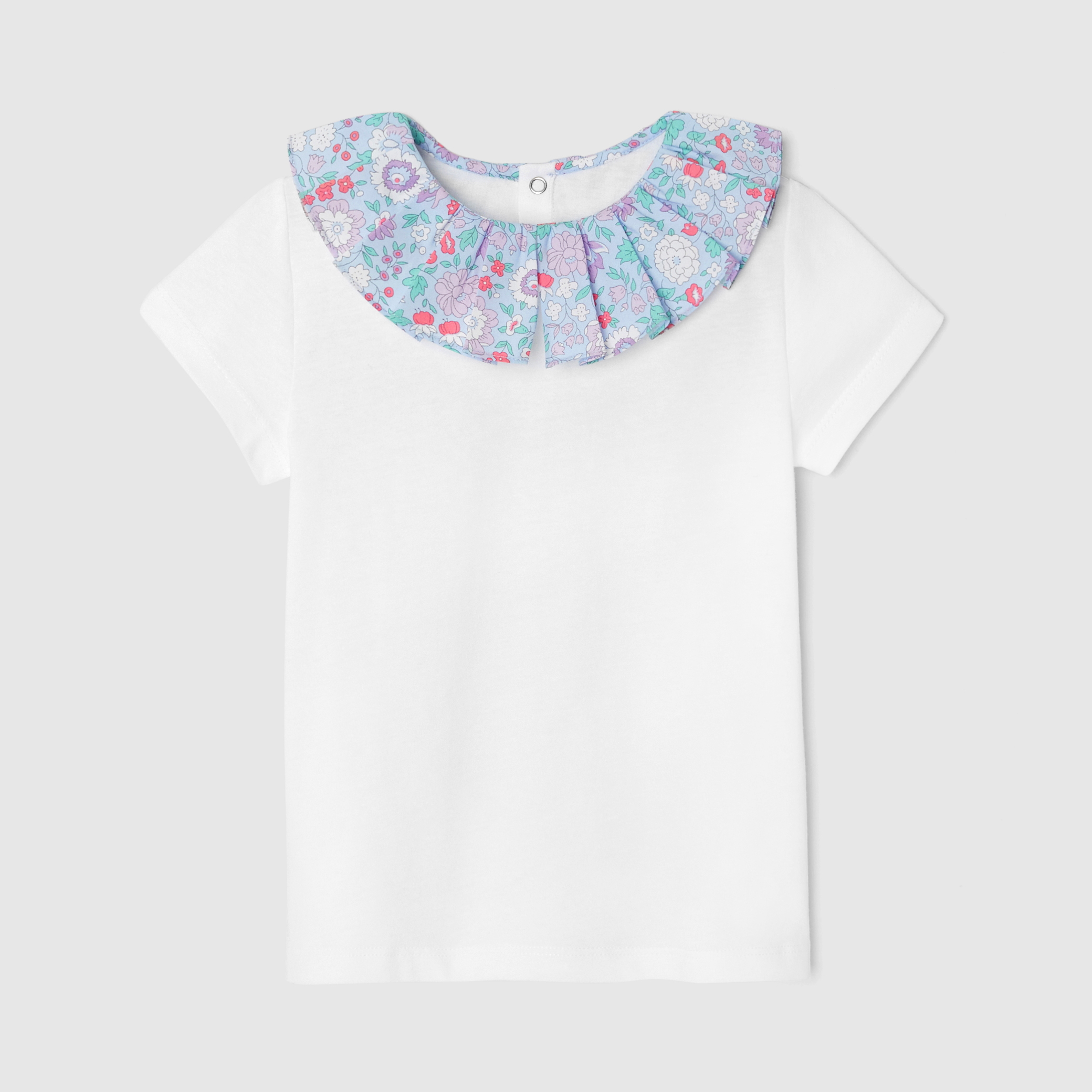 Girl t-shirt with Liberty fabric collar