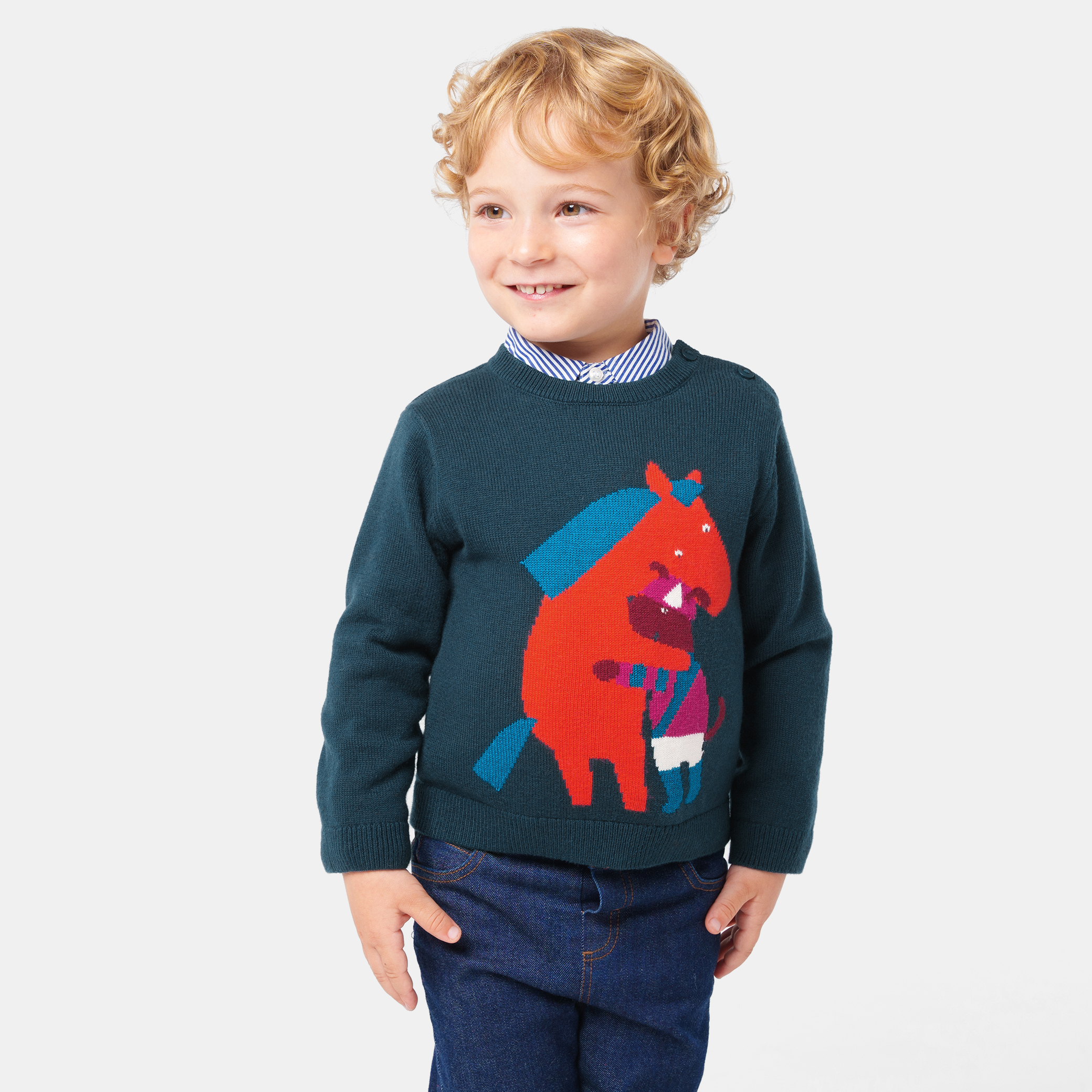 Baby boy  horse Intarsia sweater