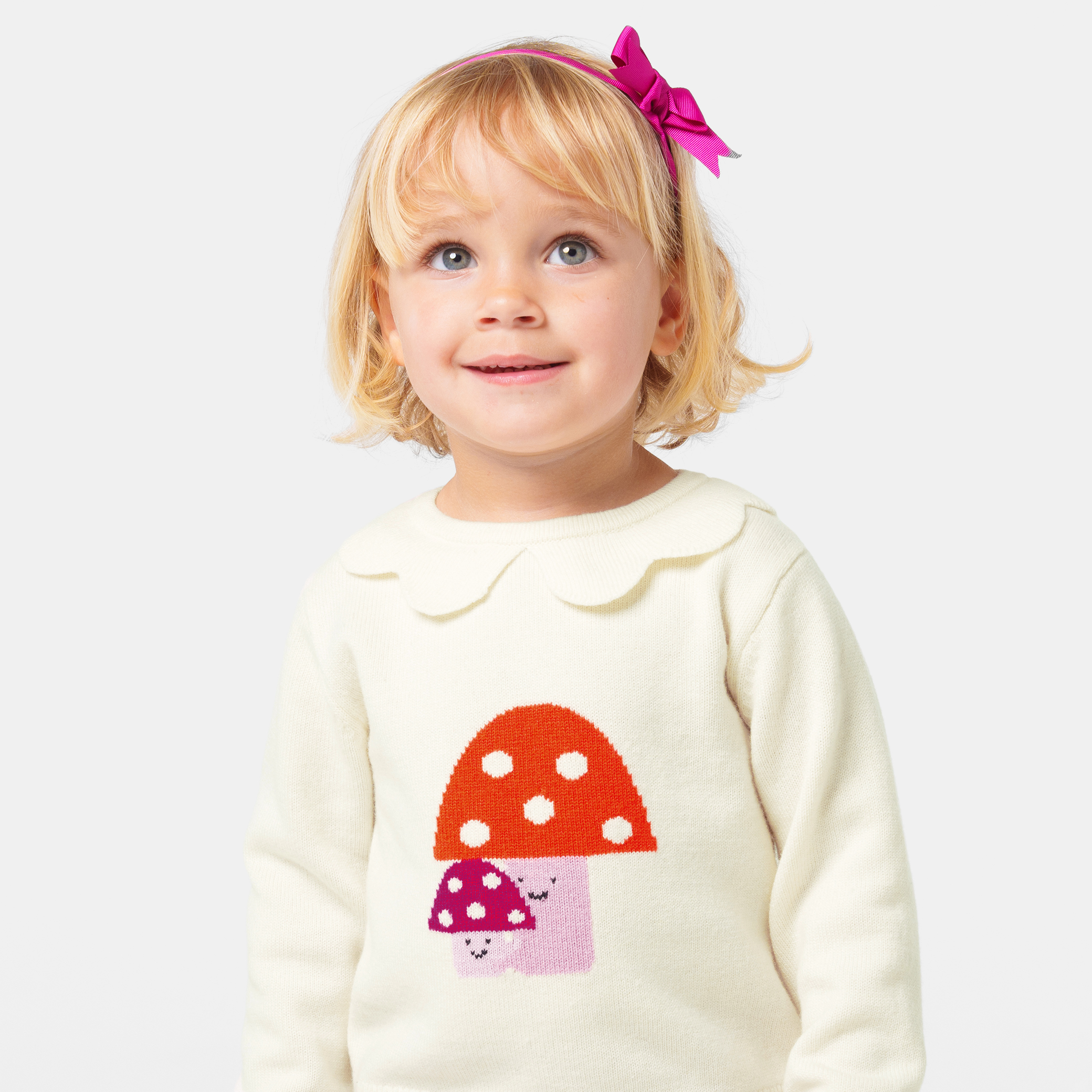 Baby girl scalloped neck sweater