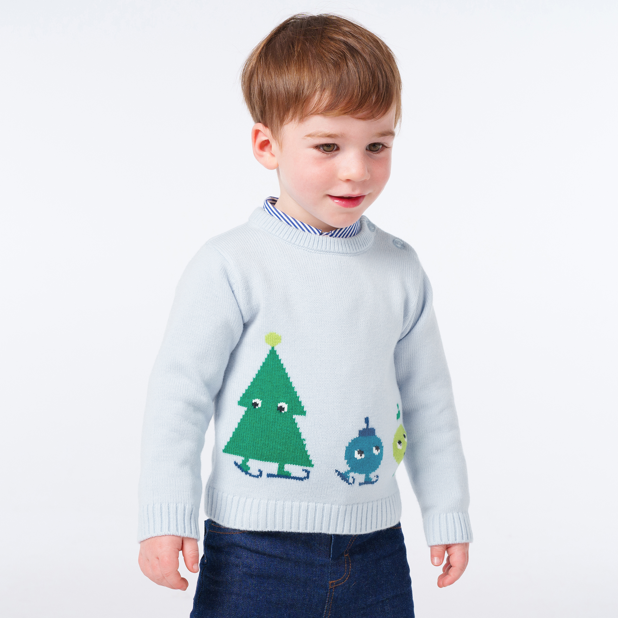 Baby boy sweater with fir tree Intarsia