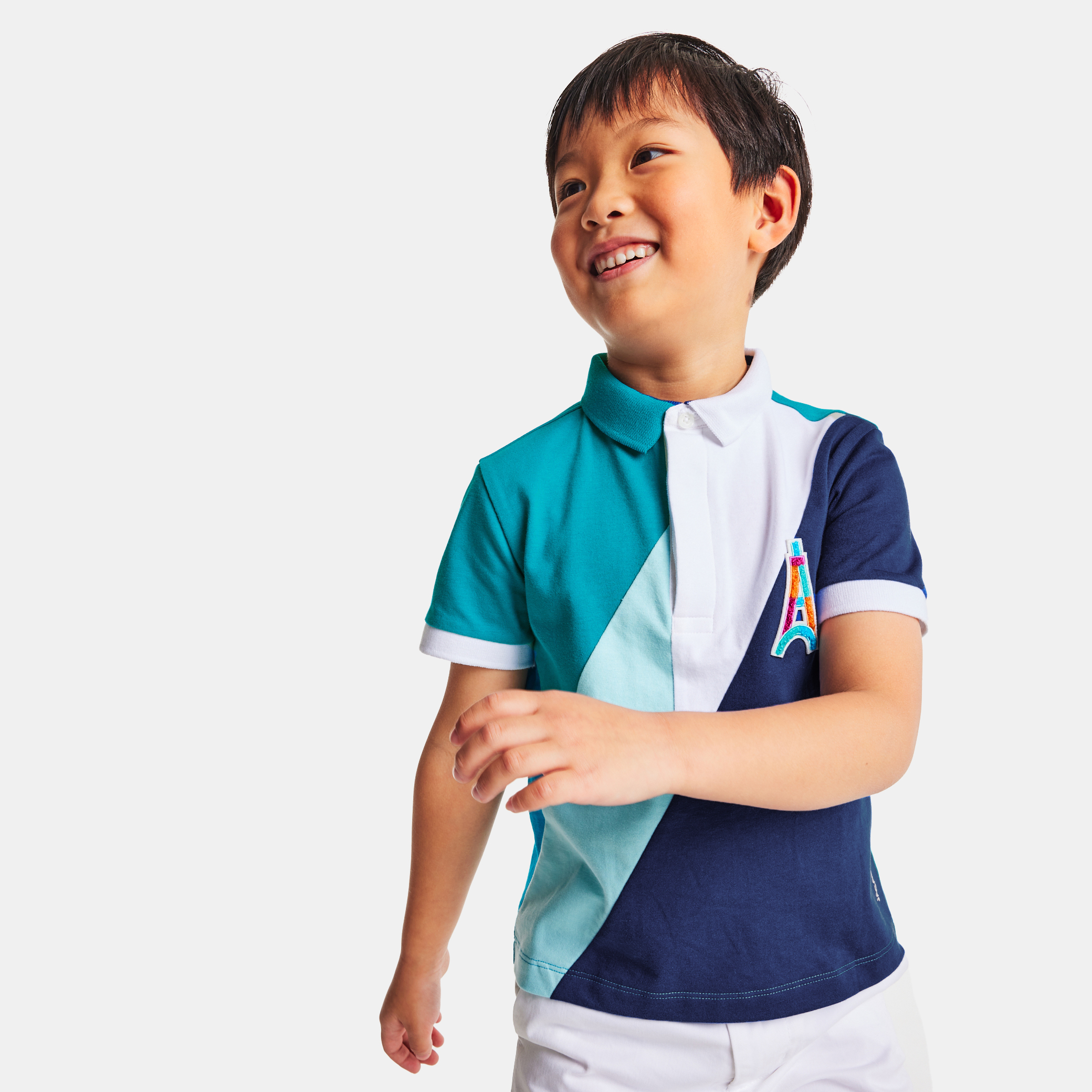 Boy color block polo shirt